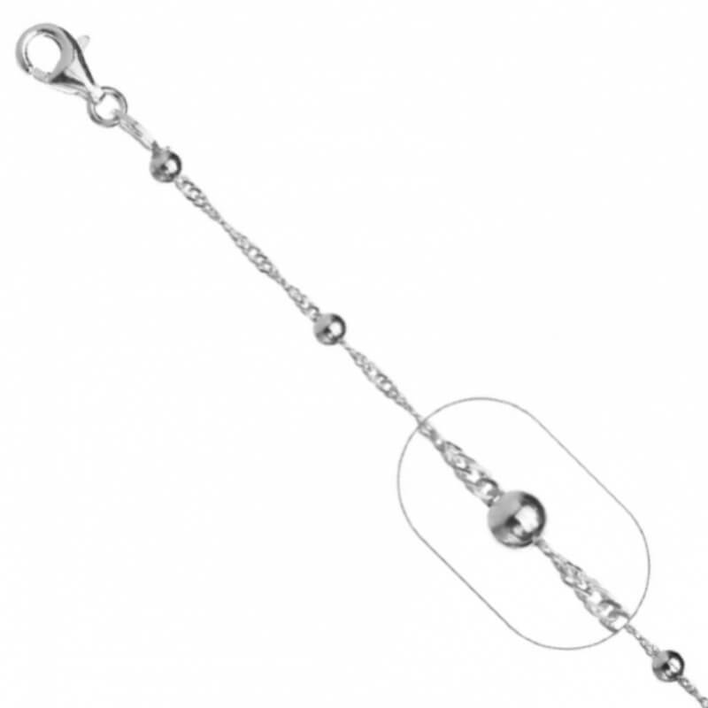 Cadena de Plata 925 para Mujer - Singapur Bolitas 45 cm: Elegante, Brillante y Versátil