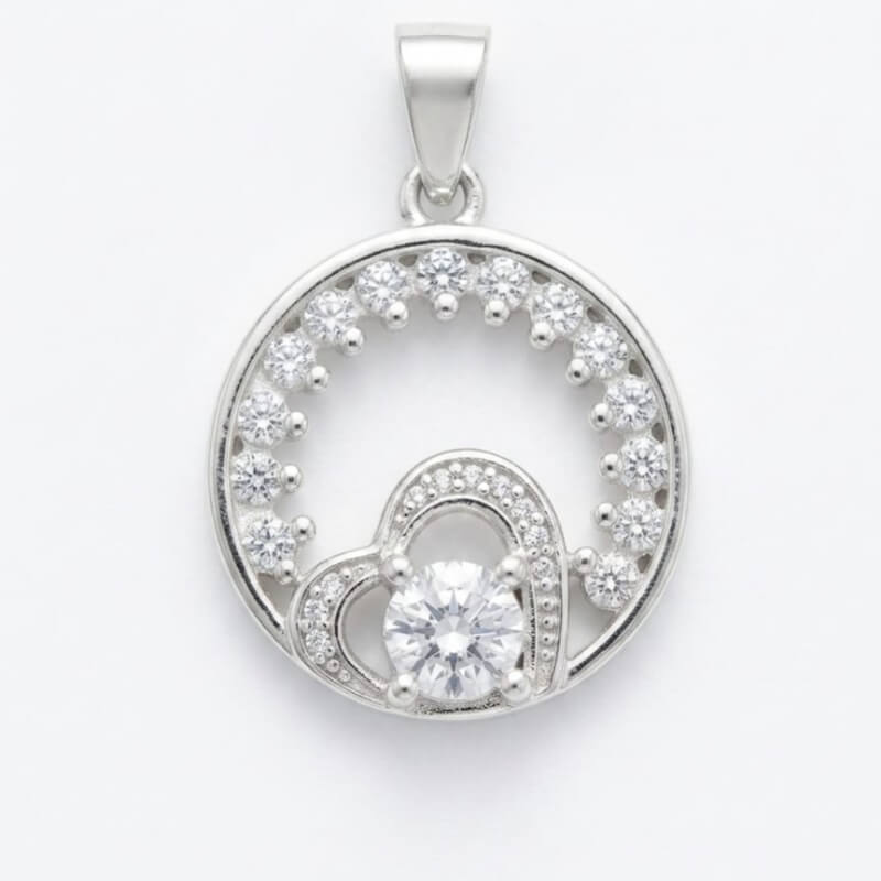 Colgante Corazón Circonita Blanca Plata Ley 925 - Elegancia y Brillo para Regalo Perfecto