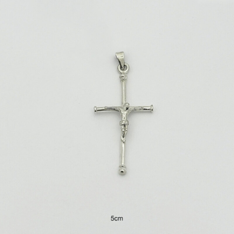 Dije Cruz Cristo Plata Ley 925 - Colgante Religioso 5cm | Joyería Fina