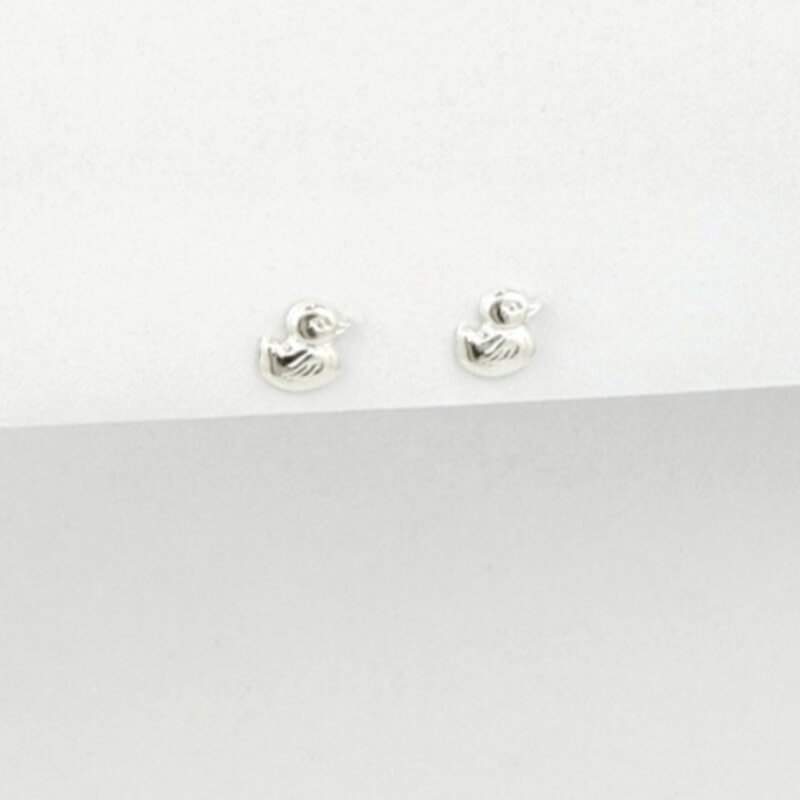 Topo Pato Plata Ley 925 Económico – Aretes Infantiles de Calidad