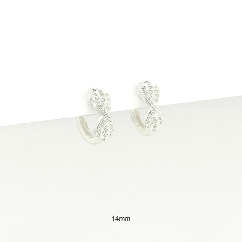 ARGOLLA HUGGIE PLATA LEY 925 MICROCIRCONES BLANCOS 14MM INFINITO