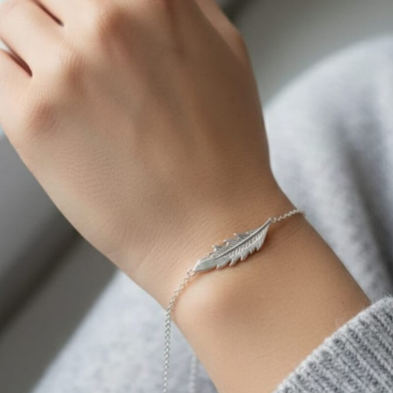 Pulsera Plata 925 Pluma Circones - Elegancia y Brillo para Mujer