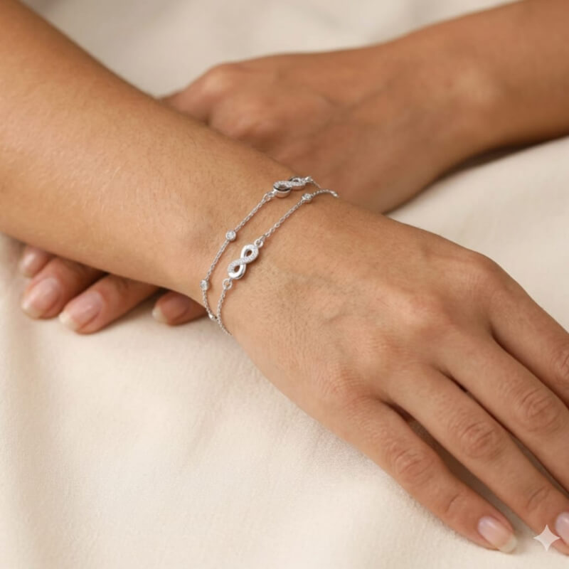 Pulsera Infinito Doble Plata de Ley 925 - Elegancia y Significado Eterno para Mujer