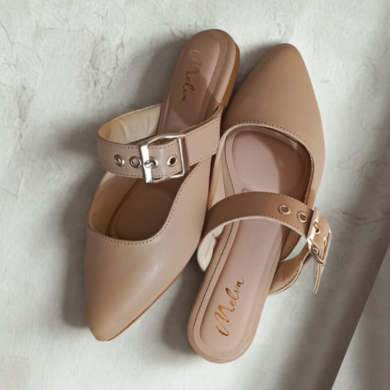 Baletas Suecas Kaki sin Talón : Elegancia, Comodidad y Estilo Versátil con Broche Plateado