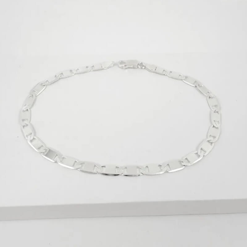 Pulsera de Plata 925 Tejido Ancla Plana 23cm - Joya Masculina Elegante y Duradera