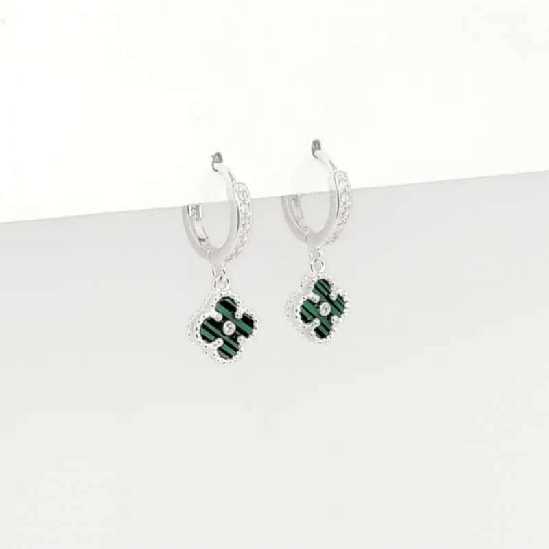 Arete Plata Ley 925 Van Cleef Verde - Elegancia y Estilo Único