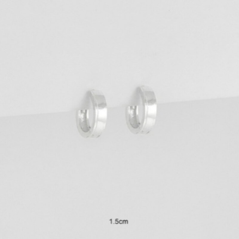 Argolla Huggie Plata Lisa 1.5cm - Pendientes Aro Pequeño Plata 925 Mujer