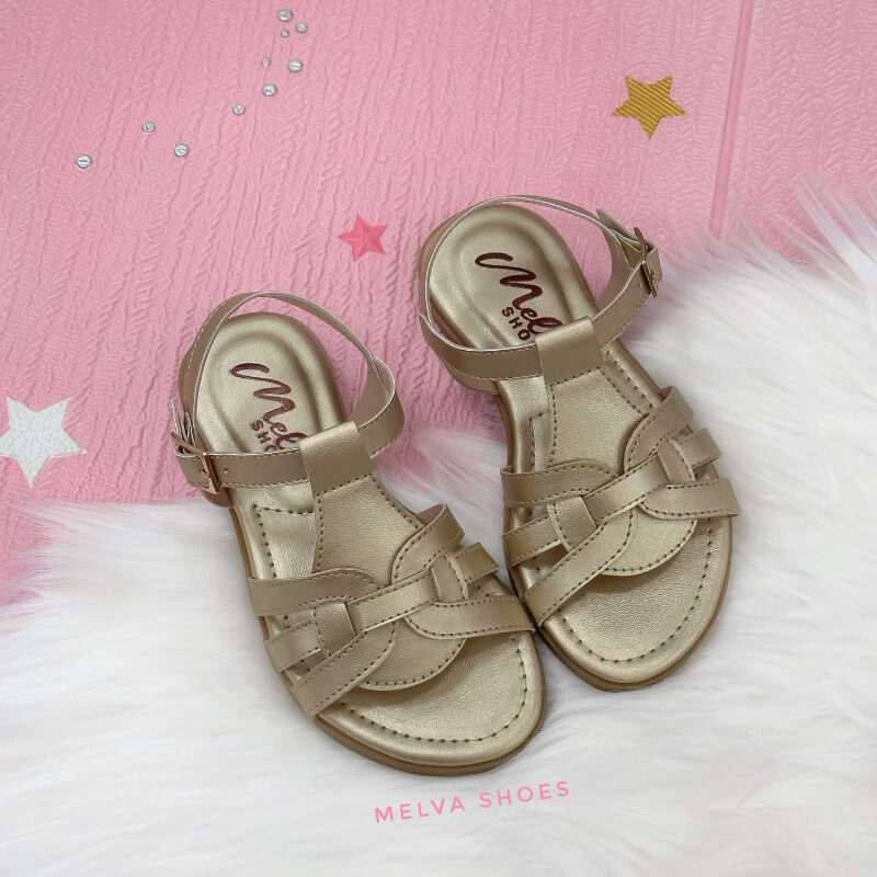 Sandalias Doradas Niña: Elegancia, Broche Seguro y Comodidad. Calzado Infantil Glamuroso y Versátil.
