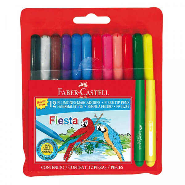 Marcador Fiesta Faber-Castell 12 Colores Funda Zip